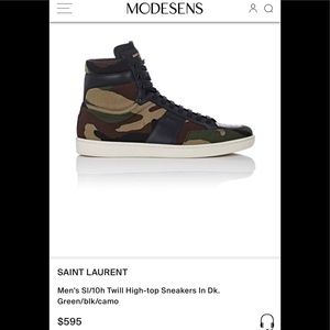 EUC Men’s Size 9 Saint Laurent SL-10 High Top Sneakers Military Camouflage Style